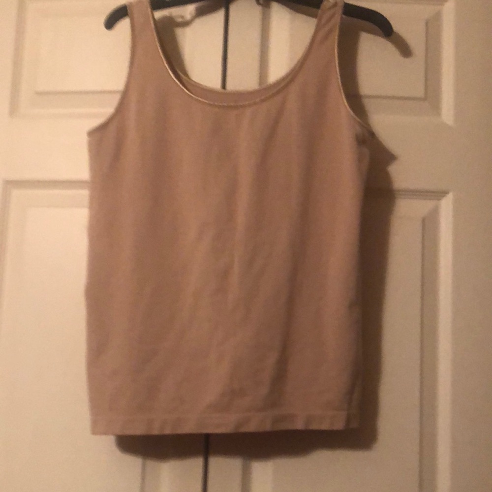 Lane Bryant L (14/16) Light Camel Tank, Scoop Satin Neck and ArmTrim
